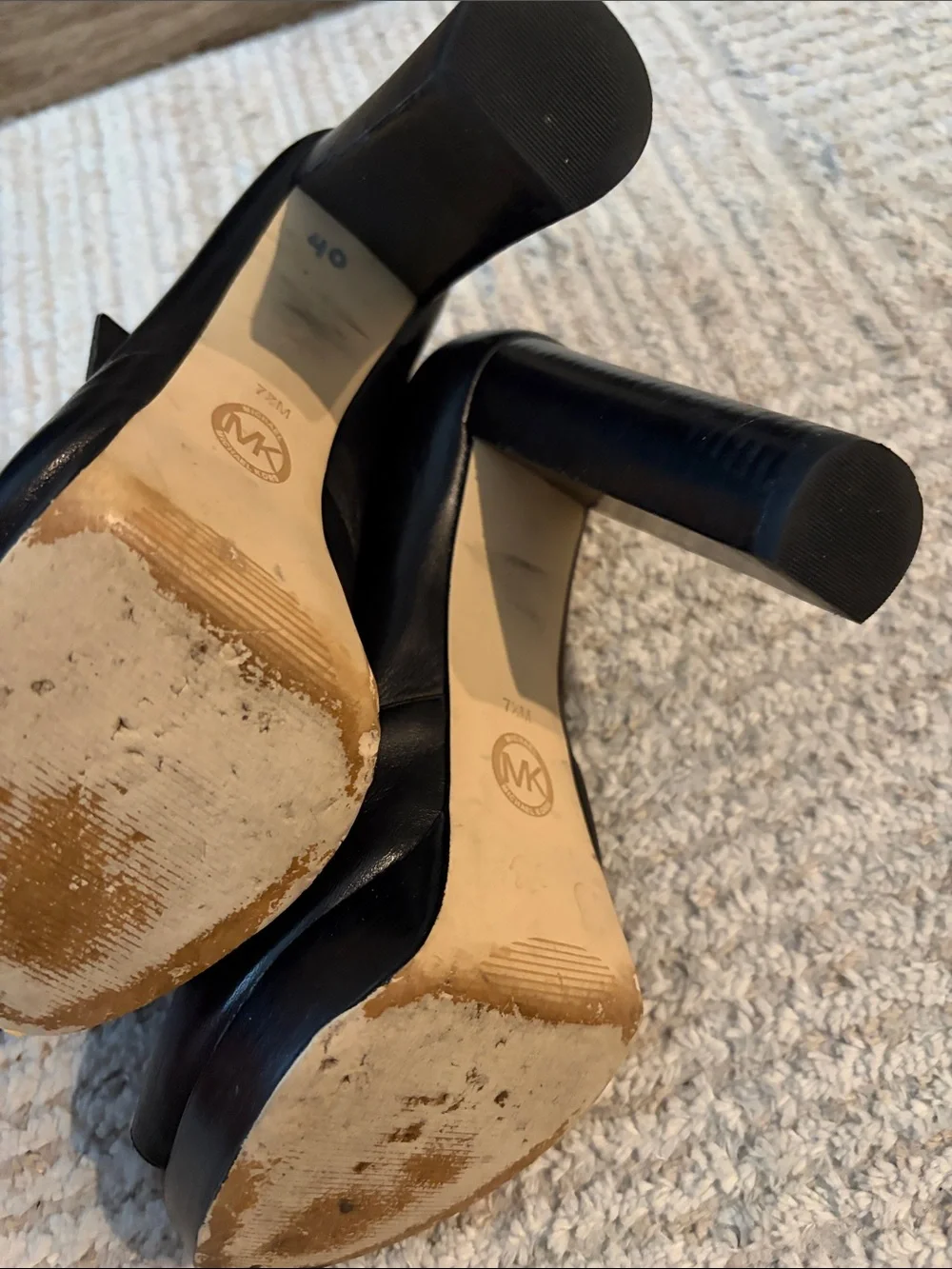 Michael Kors Black Peep-Toe Block Heel with Buckle